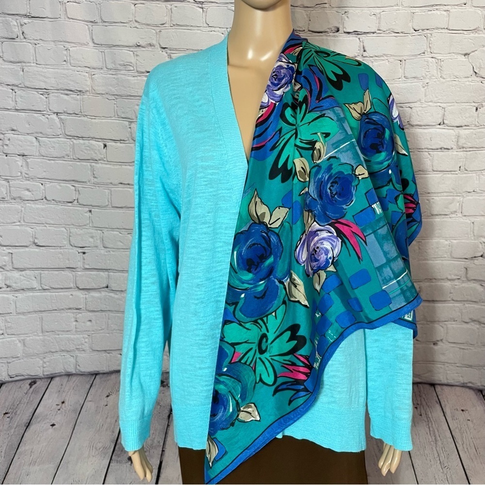 Vintage Albert Nipon 100% Silk Floral Print Scarf 34" x 34"